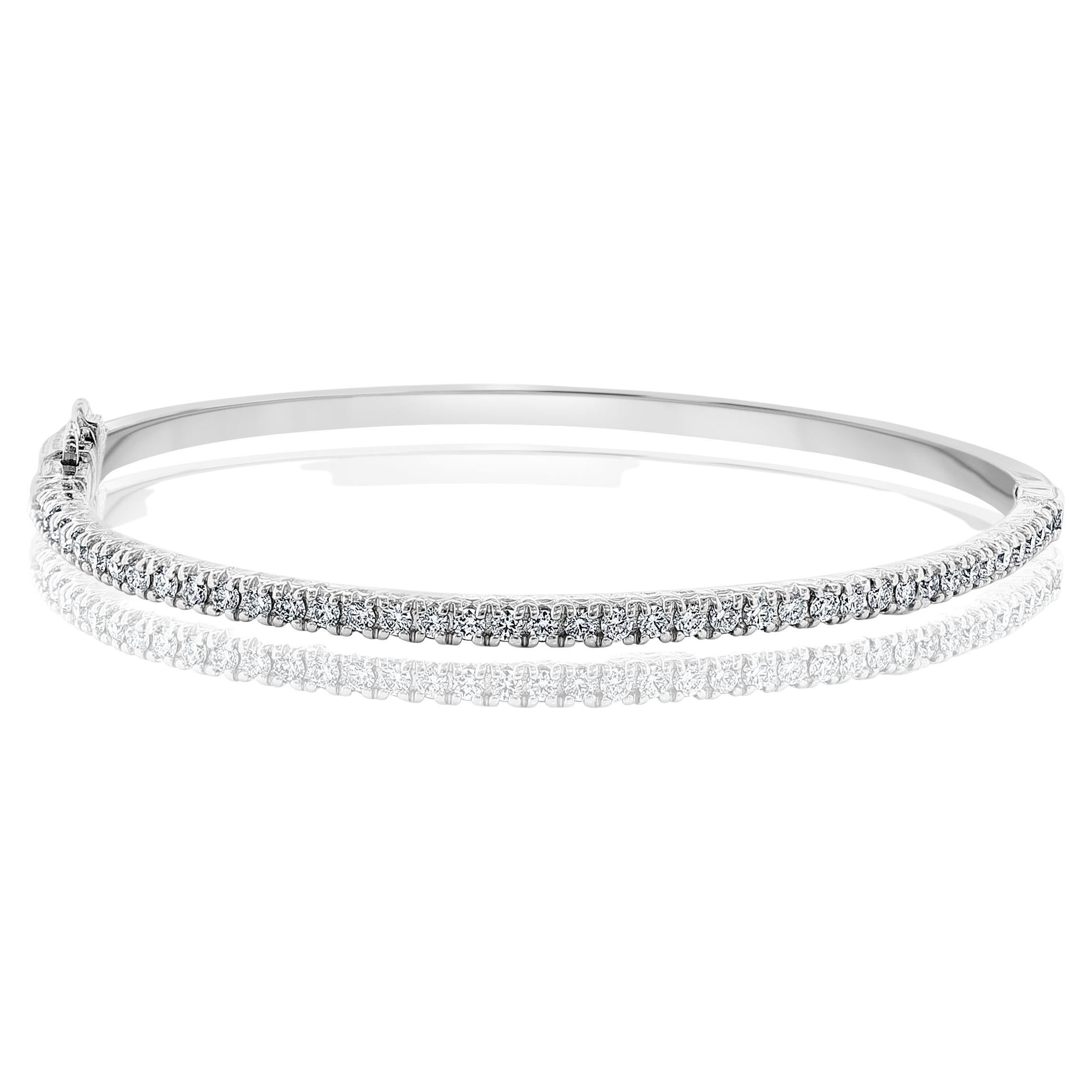 Bracciale in oro bianco con diamanti taglio rotondo da 1,00 carati in 14K
