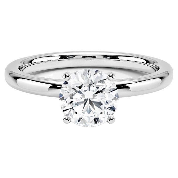 1.00 Carat Round Diamond 4-prong Ring in 14k White Gold For Sale