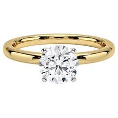 1,00 Karat runder Diamant-Ring mit 4 Krappen aus 14k Gelbgold