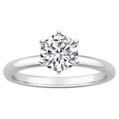 Bague à 6 griffes en or blanc 14 carats avec diamants ronds de 1,00 carat