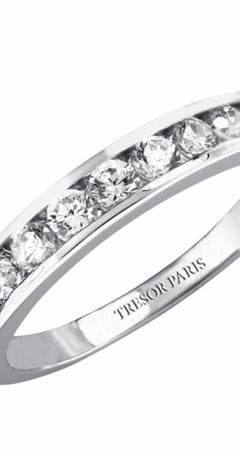 1.00 Carat Round Diamond Channel Set Half Eternity Band Ring 18 Karat White Gold