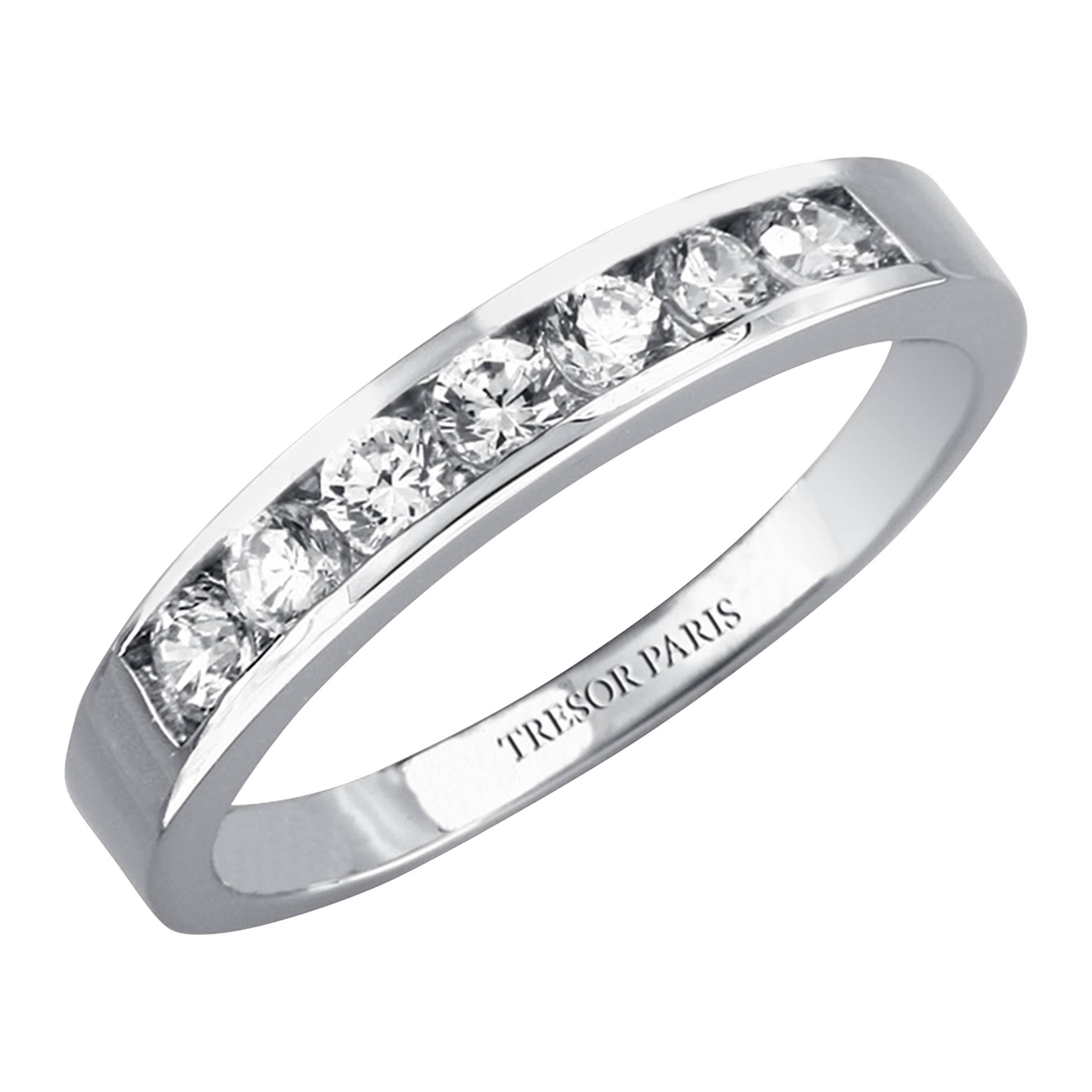 1.00 Carat Round Diamond Channel Set Half Eternity Band Ring 18 Karat White Gold For Sale