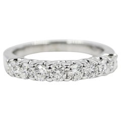 1.00 Carat Round Diamond Eternity Band Engagement Ring 14K White Gold Size 7