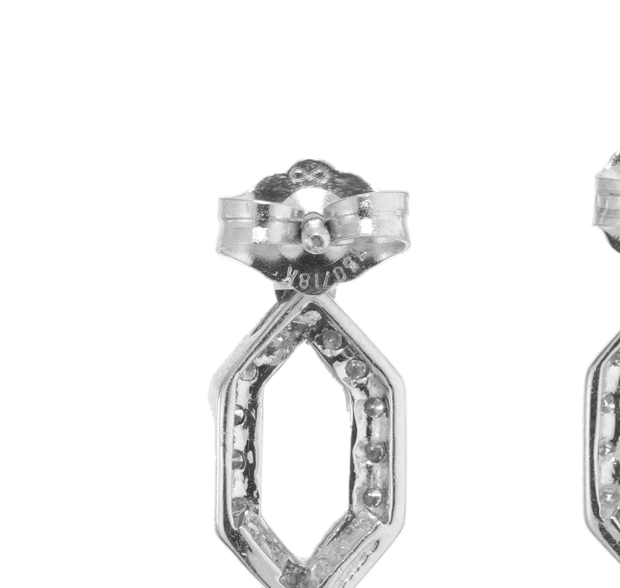 Boucles d'oreilles chandelier en or mi-siècle avec diamant rond de 1,00 carat Bon état - En vente à Stamford, CT