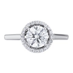 1.00 Carat Round Diamond Halo White Gold Engagement Ring