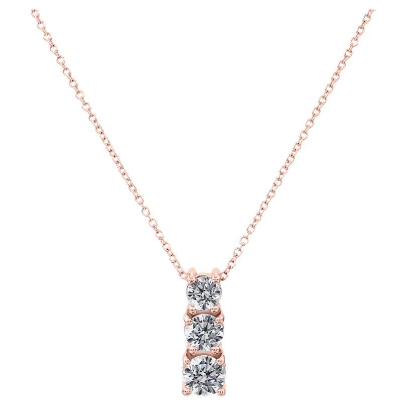 1.00 Carat Round Diamond Pendant in 14 Karat Rose Gold