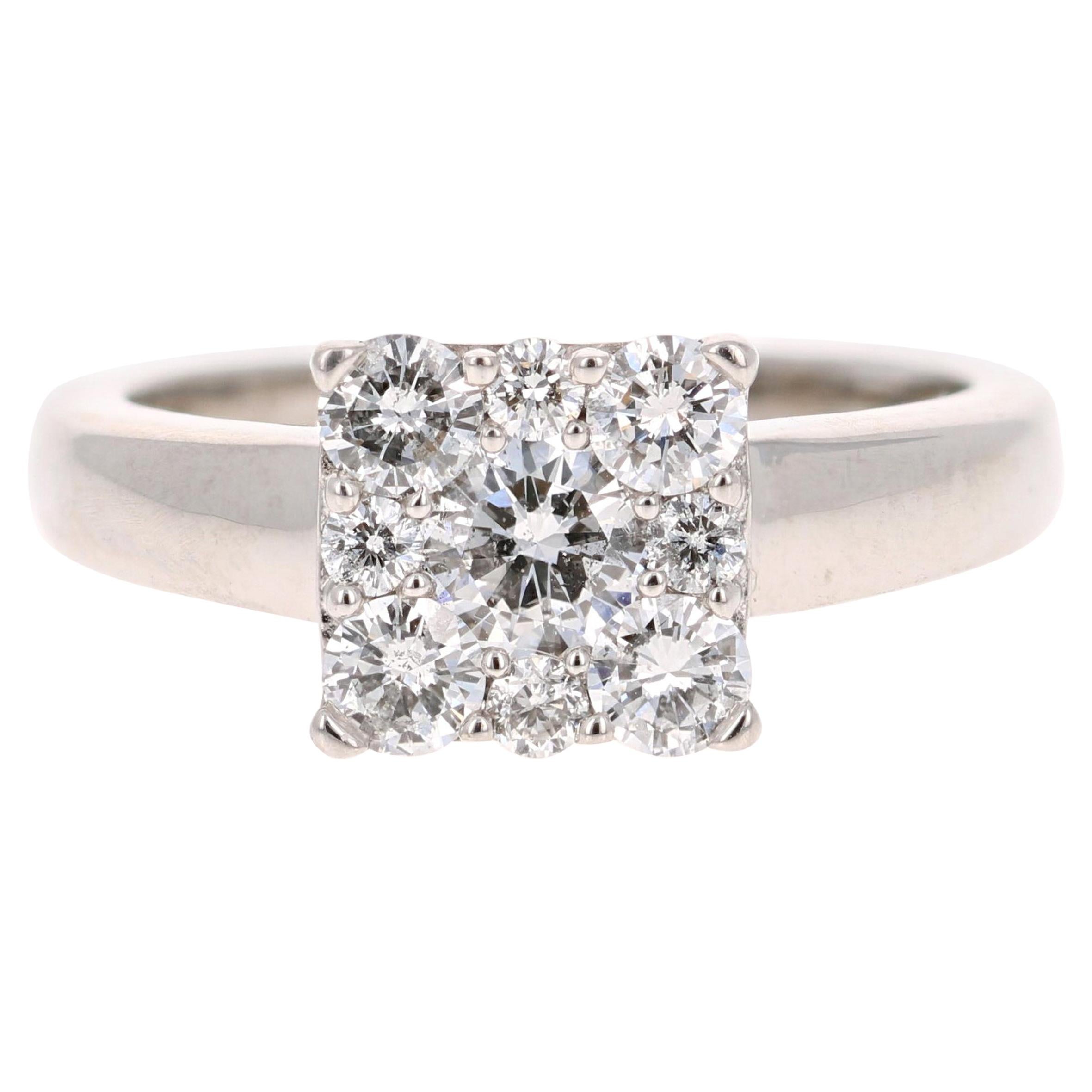1.00 Carat Round Invisible Diamond 14 Karat Engagement Ring
