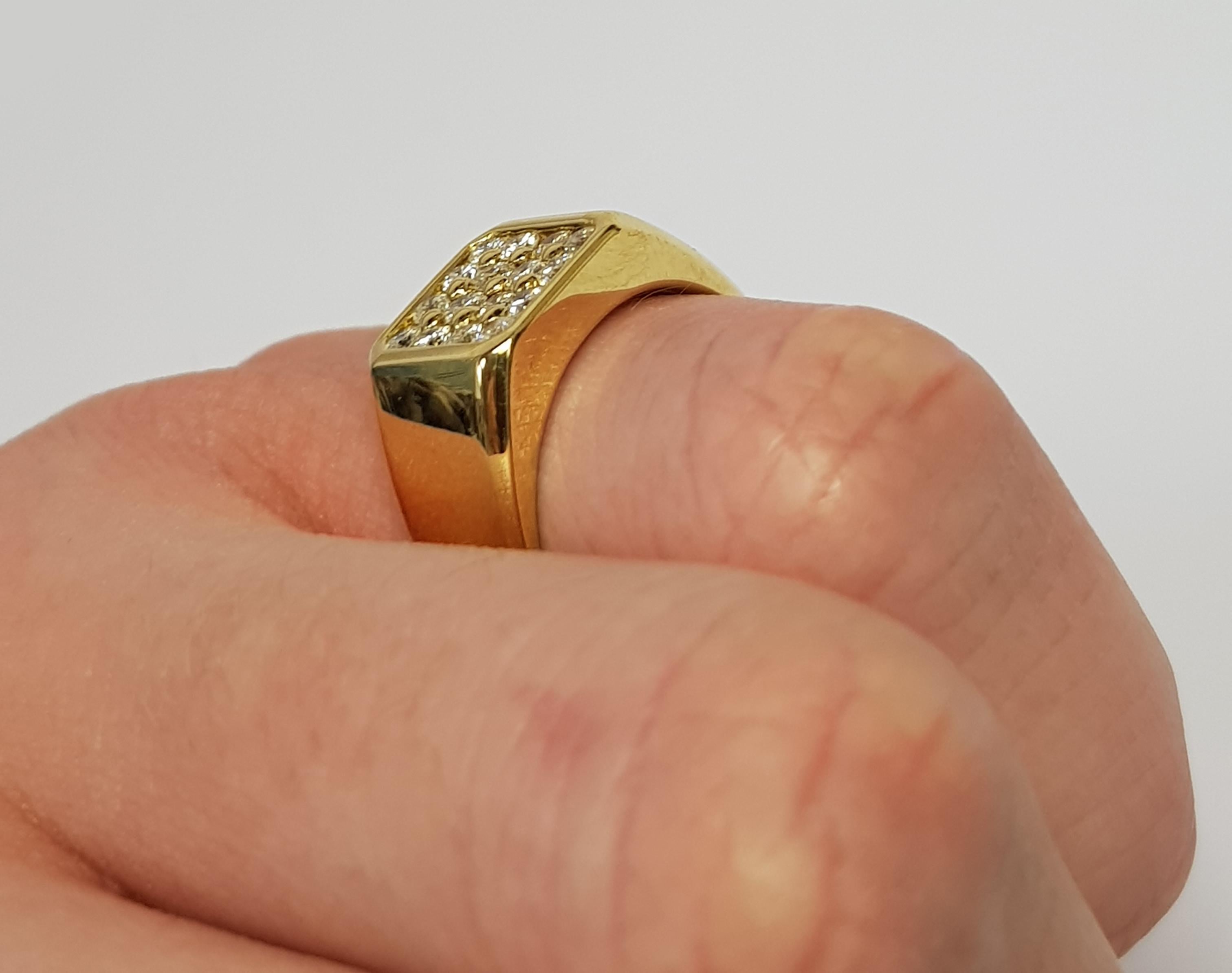 mens gold signet ring with diamond