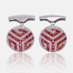 1.00 Carat Ruby and Diamond Cufflinks made in 18 Karat Gold