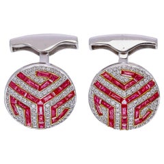 1.00 Carat Ruby and Diamond Cufflinks made in 18 Karat Gold