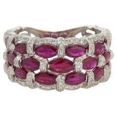 1.00 Carat Ruby and Diamond Wide Band 14 Karat in Stock