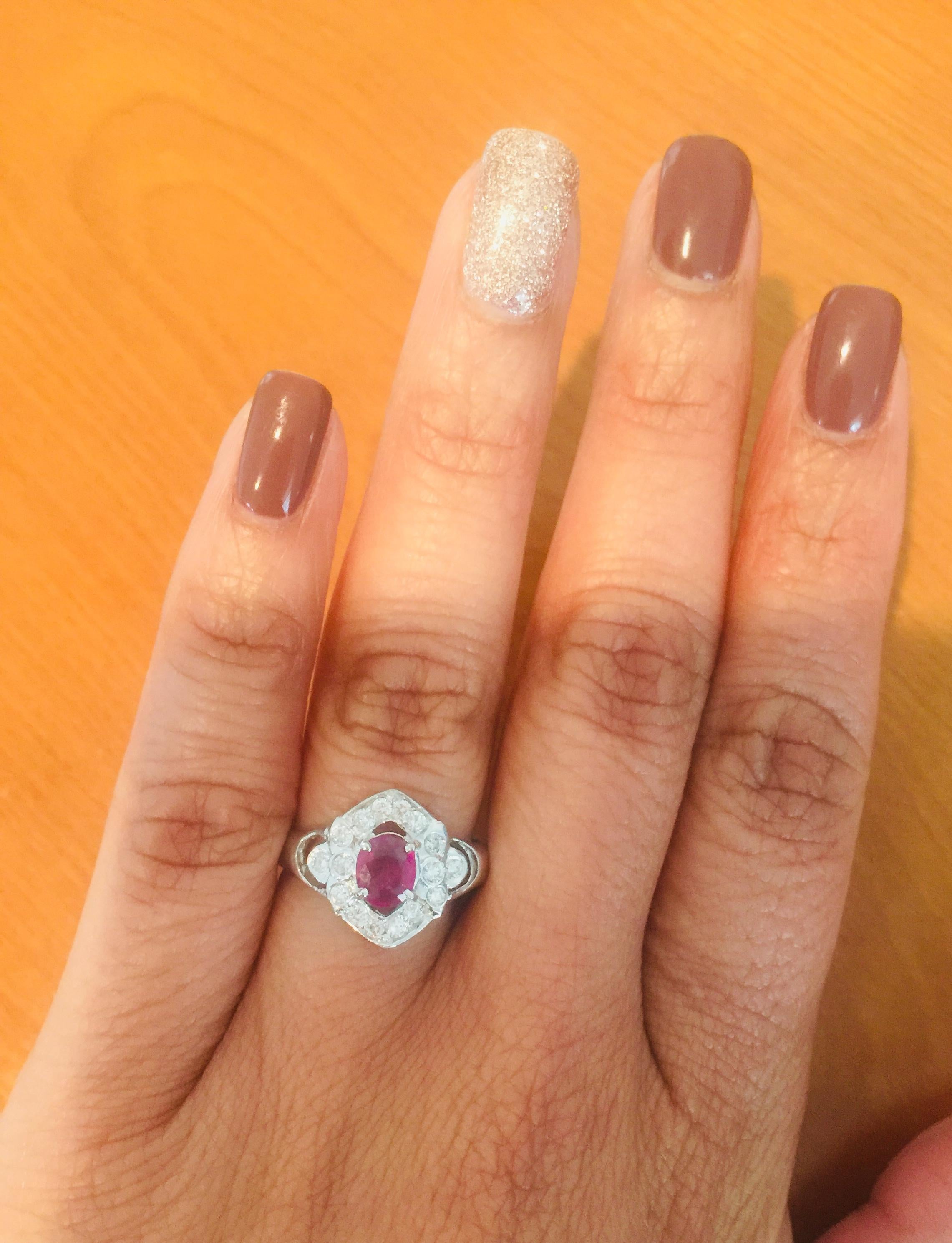 1.00 Carat Ruby Diamond 14 Karat White Gold Ring im Zustand „Neu“ in Los Angeles, CA