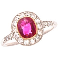 1.00 Carat Ruby Diamond Platinum Ring