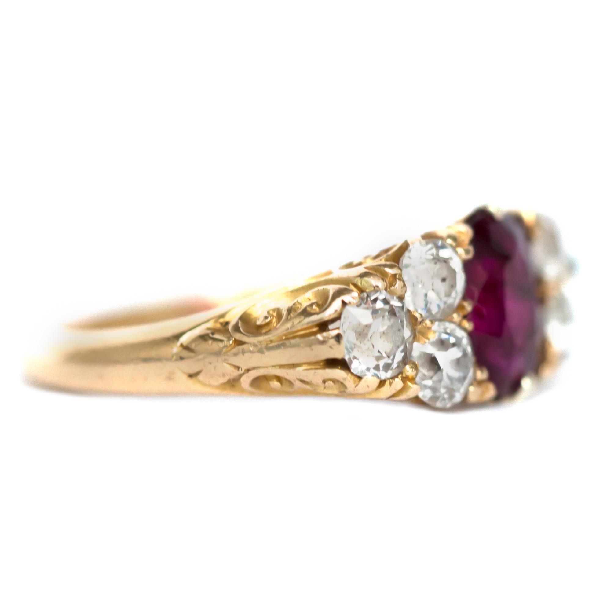 Victorian 1.00 Carat Ruby Yellow Gold Engagement Ring
