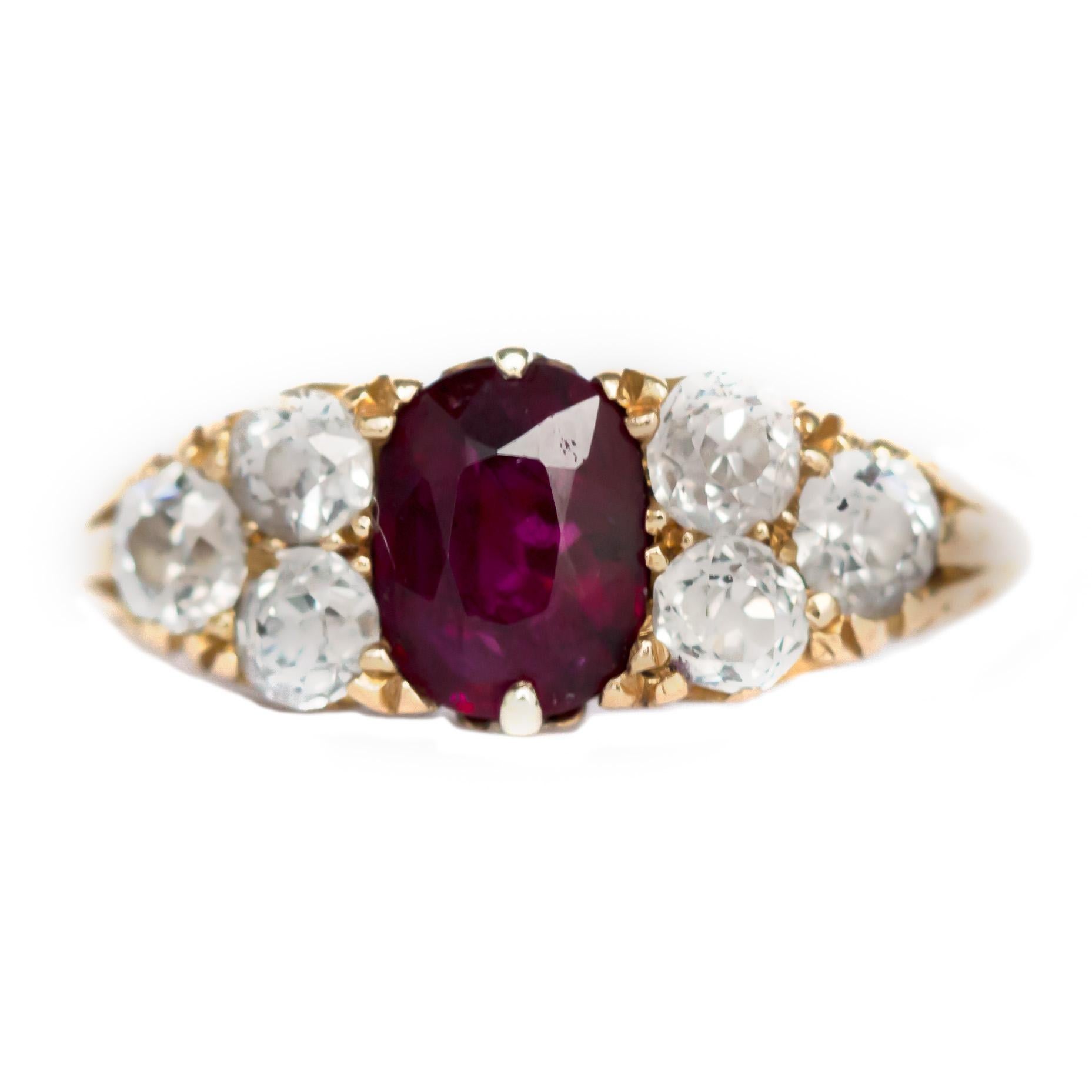 1.00 Carat Ruby Yellow Gold Engagement Ring