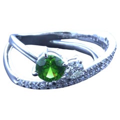 1.00 Karat Russischer Demantoid Granat Diamant Platin Ring