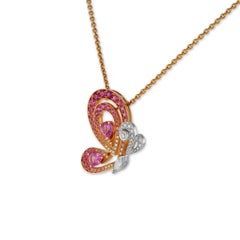 1, 00 Carat Sapphire 18 Karat Rose Gold Butterfly Necklace