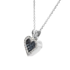 1.00 Carat Sapphire Diamond Halo White Gold Heart Pendant Necklace