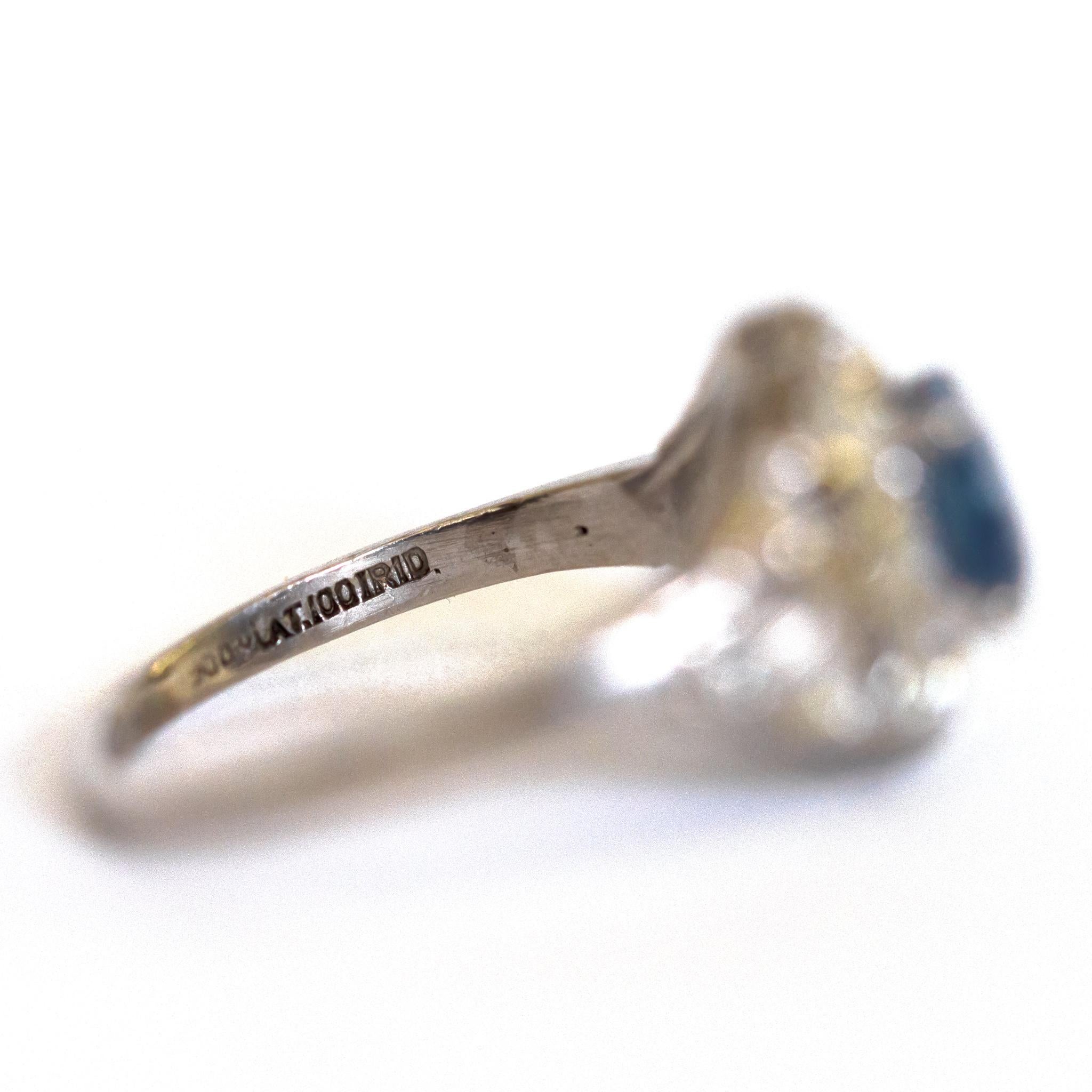 1.00 Carat Sapphire Platinum Engagement Ring Bon état - En vente à Atlanta, GA