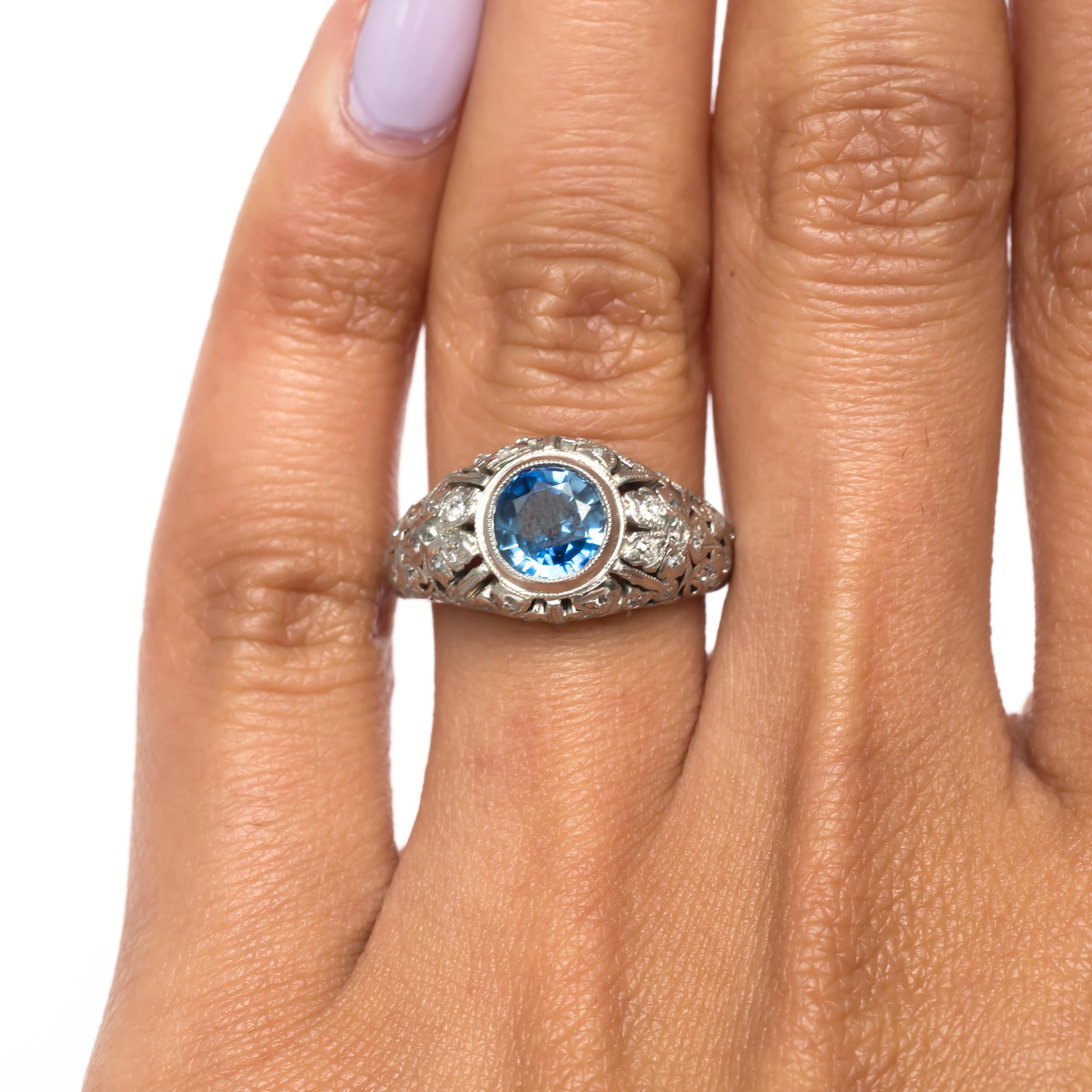 1.00 Carat Sapphire Platinum Engagement Ring For Sale 1