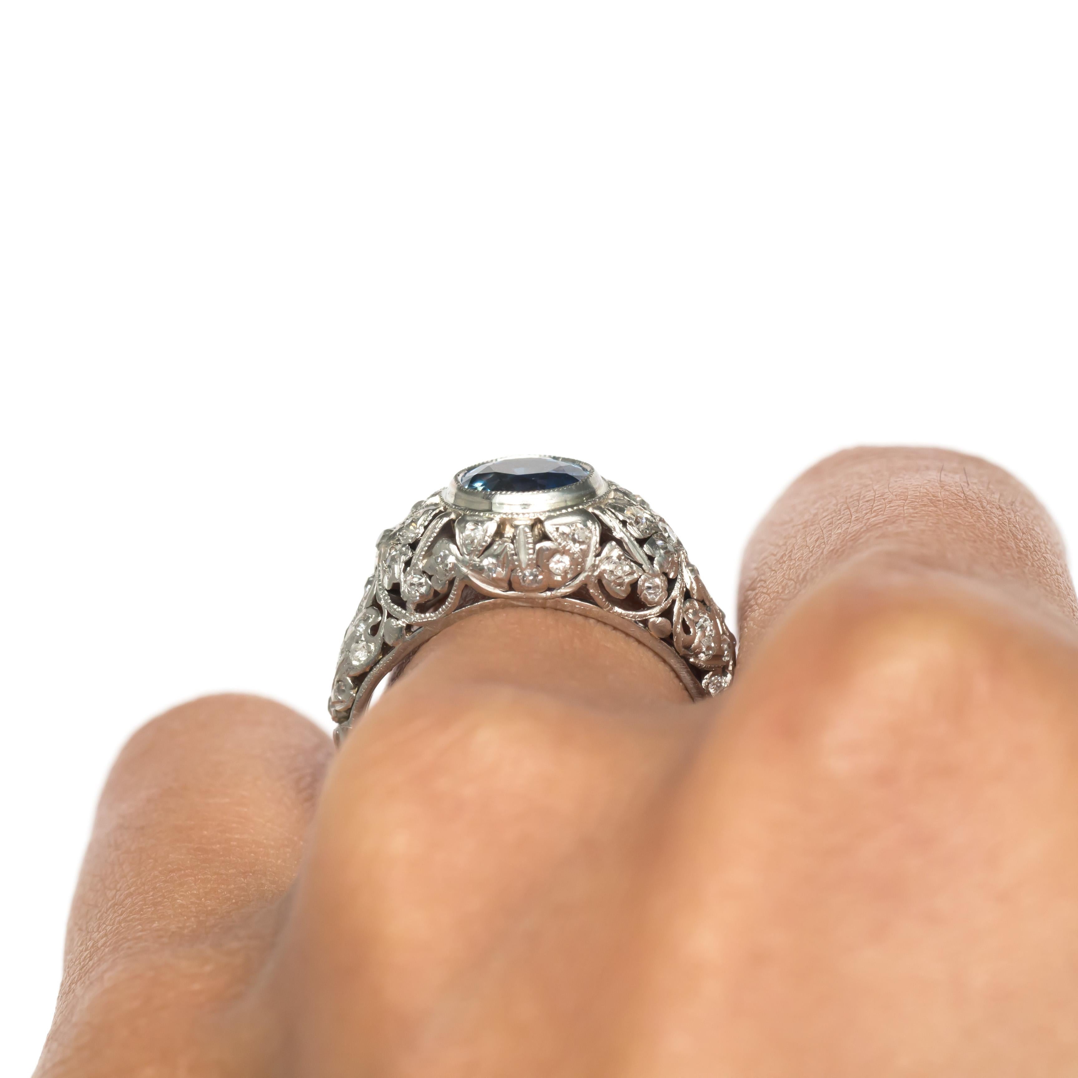 1.00 Carat Sapphire Platinum Engagement Ring For Sale 3