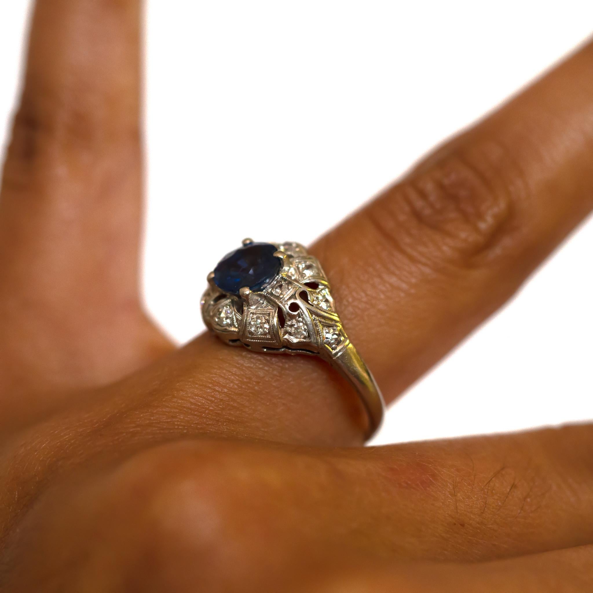 1.00 Carat Sapphire Platinum Engagement Ring en vente 2