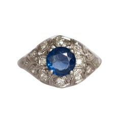 1.00 Carat Sapphire Platinum Engagement Ring