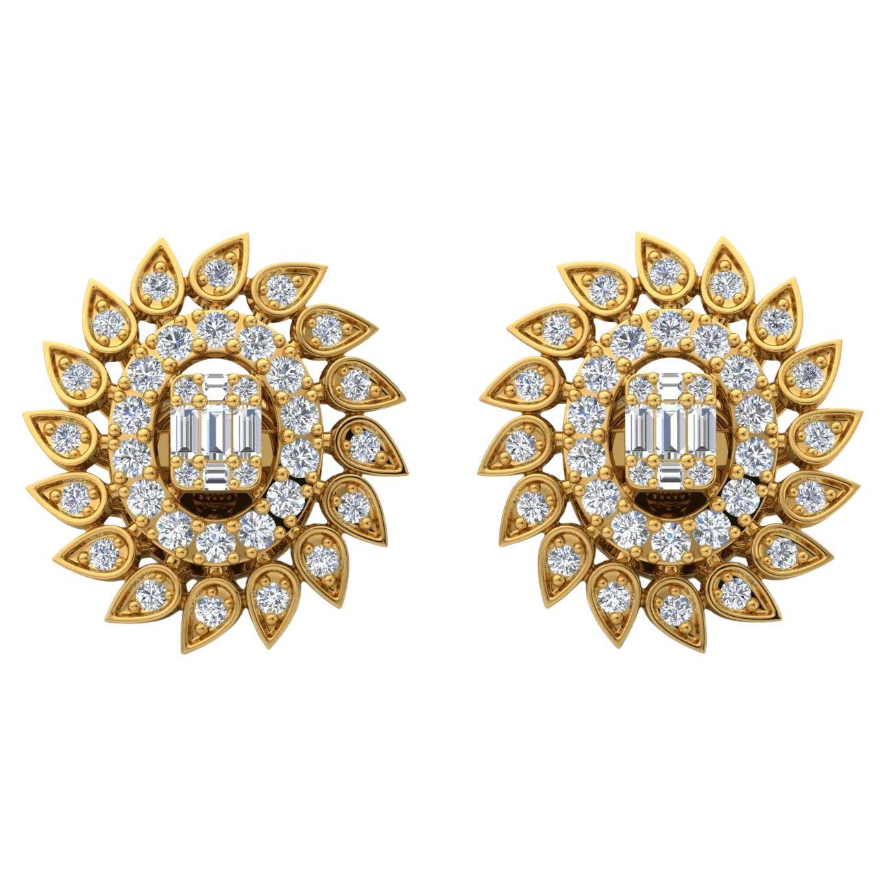 3 Carat SI Clarity HI Color Pear Diamond Starburst Stud Earrings 18k