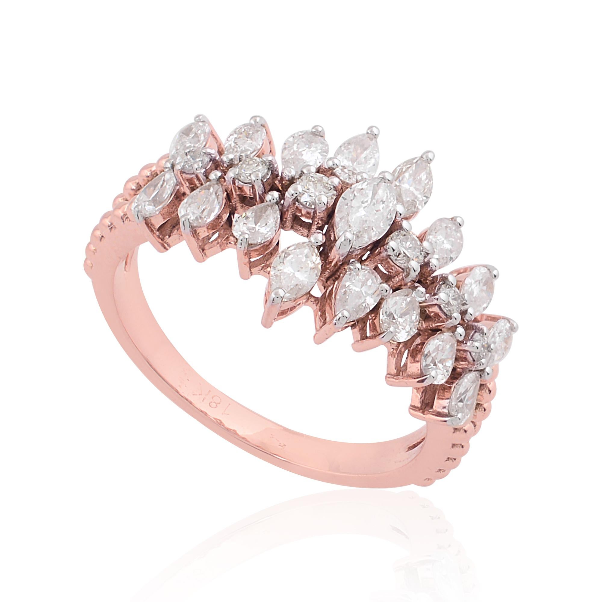 For Sale:  1.00 Carat SI/HI Marquise & Pear Diamond Dome Ring 18 Karat Rose Gold Jewelry 2