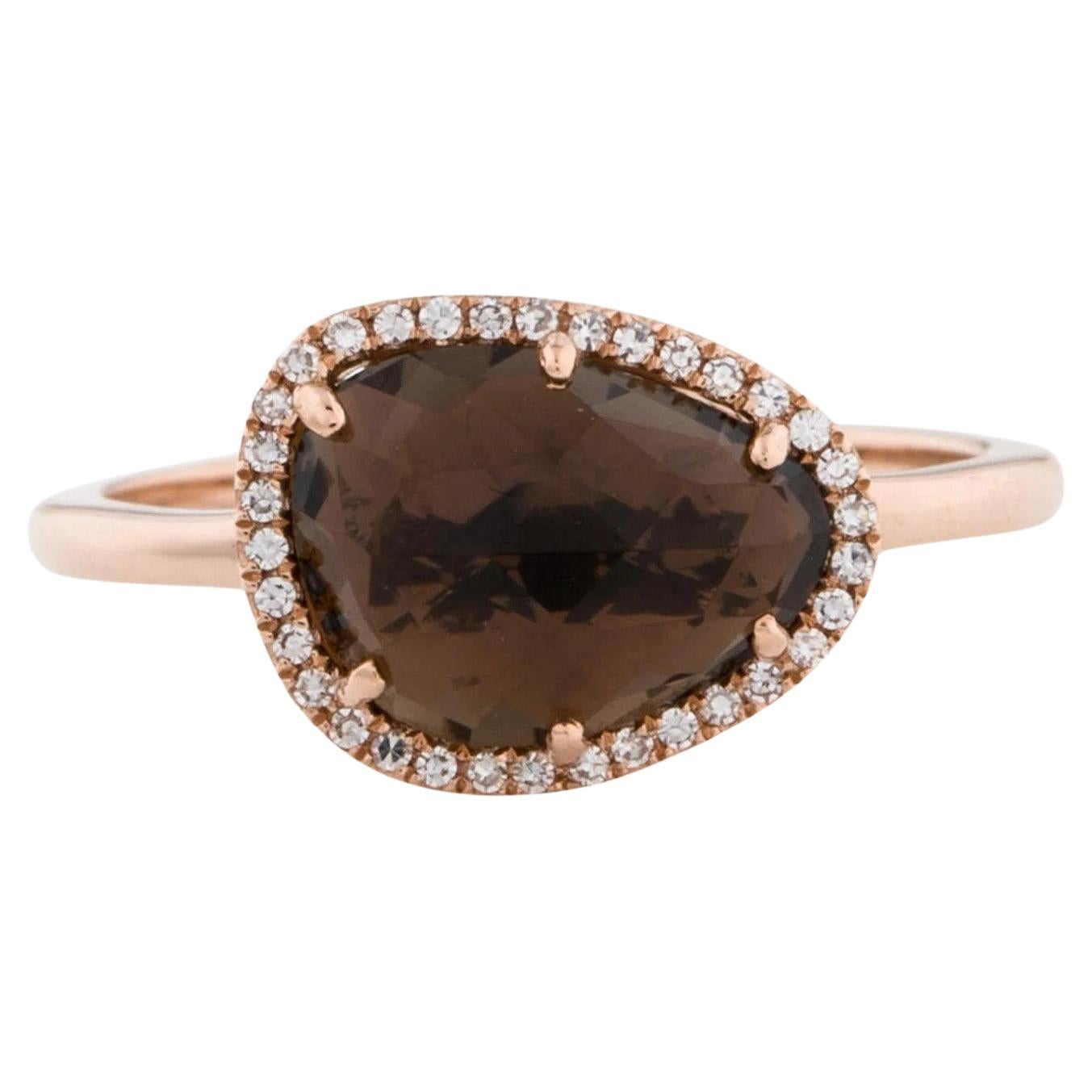 1.00 Carat Smokey Quartz & Diamond Rose Gold Ring