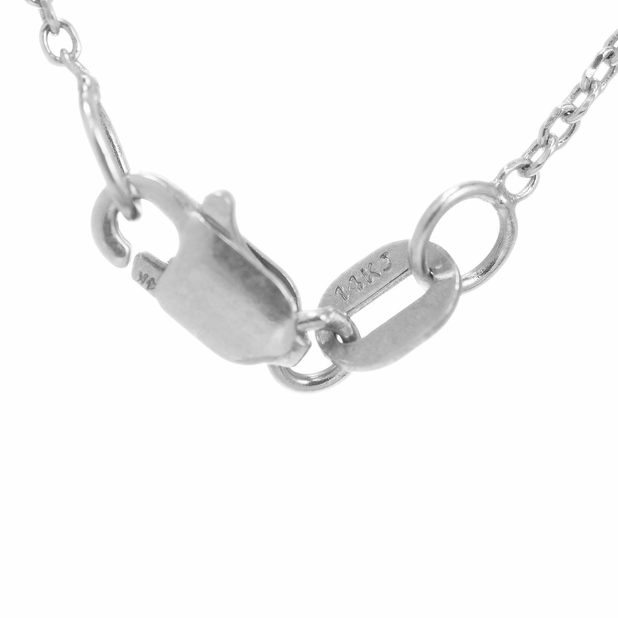 Round Cut 1.00 Carat Three Diamond White Gold Pendant Necklace For Sale