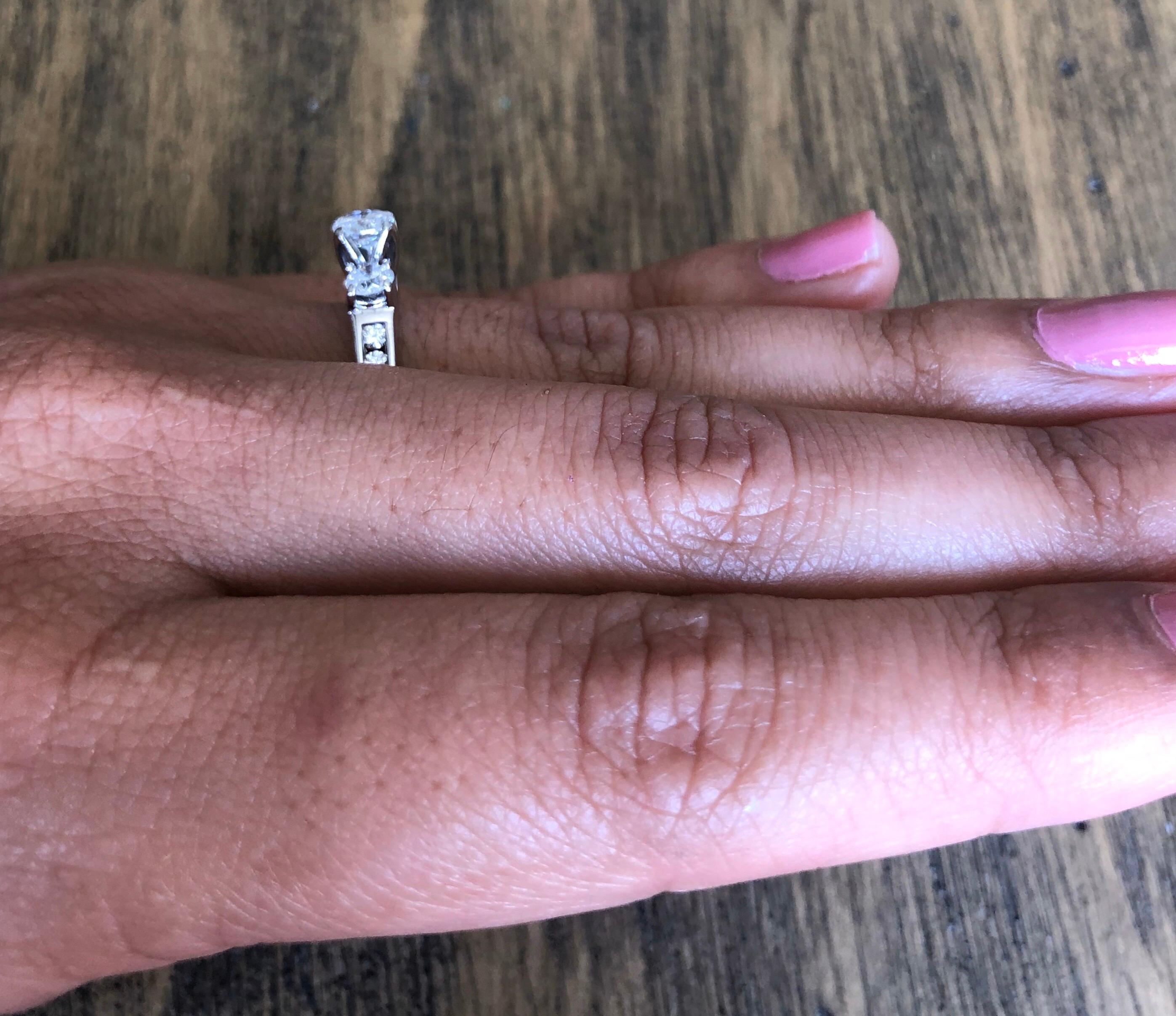 Women's 1.00 Carat Three-Stone Diamond 14 Karat White Gold Engagement Ring