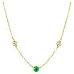 1.00 Carat Tiffany & Co. Style Emerald & Diamond Chain