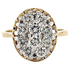 1.00 Carat Total Diamond Cluster Ring in 14K Two Tone Gold