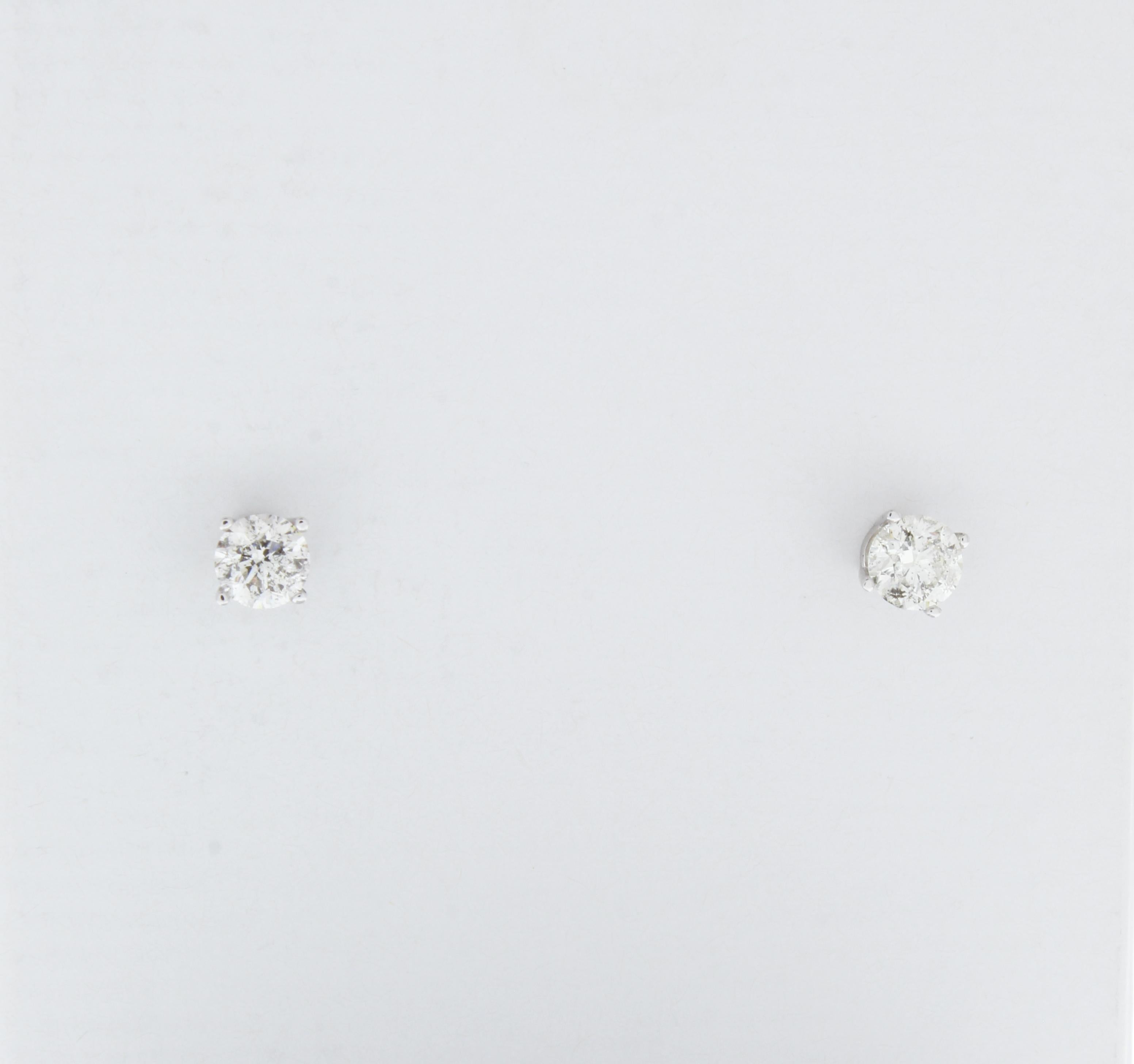 Round Cut 1.00 Carat Total Diamond Stud Earrings in 14k Rose Gold	 For Sale