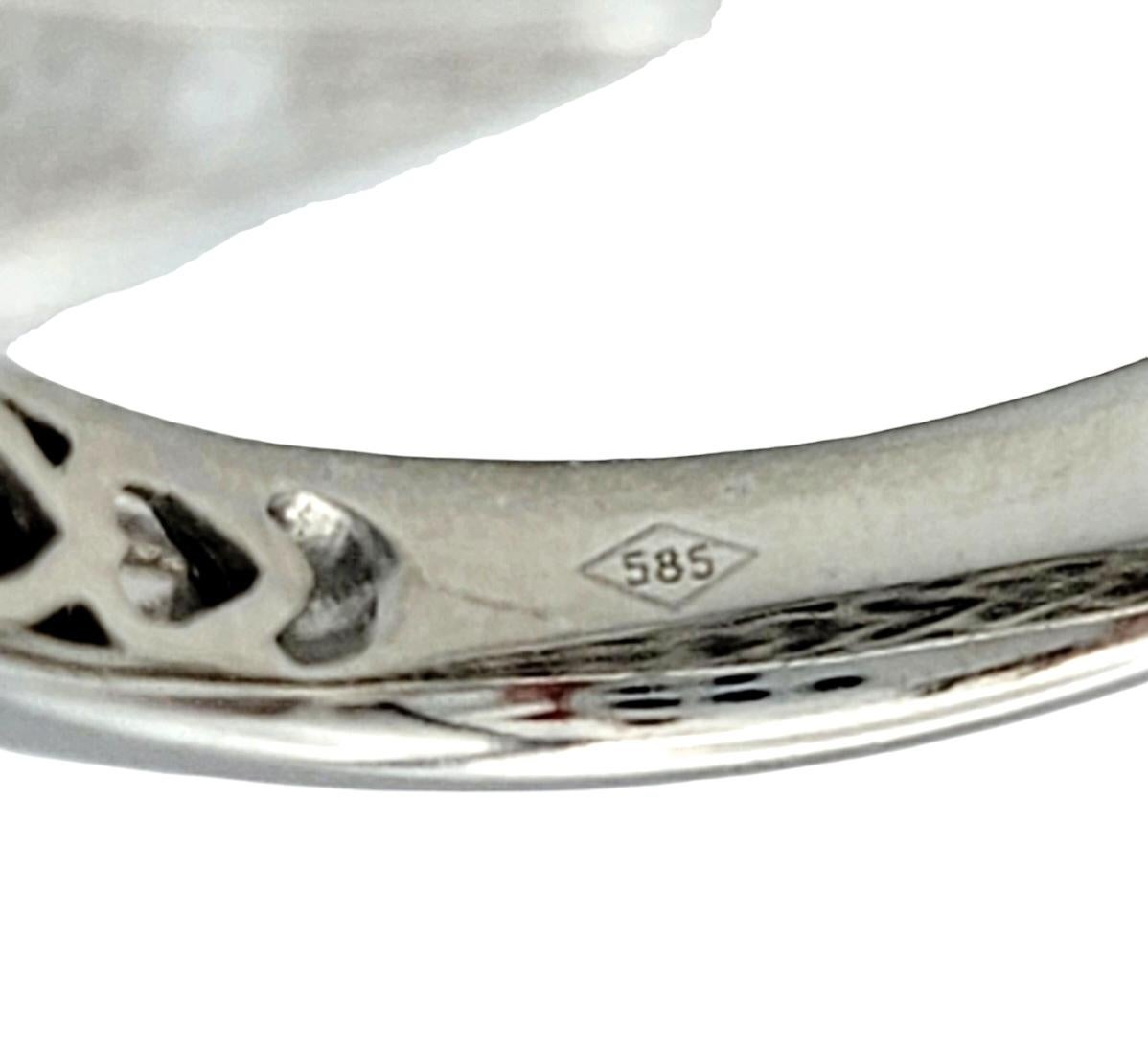 1.00 Carat Total Pavé Diamond Tapered Feather Band Ring in 14 Karat White Gold For Sale 3