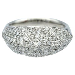 1,00 Karat Pavé-Diamant-Ring mit konischer Feder aus 14 Karat Weißgold