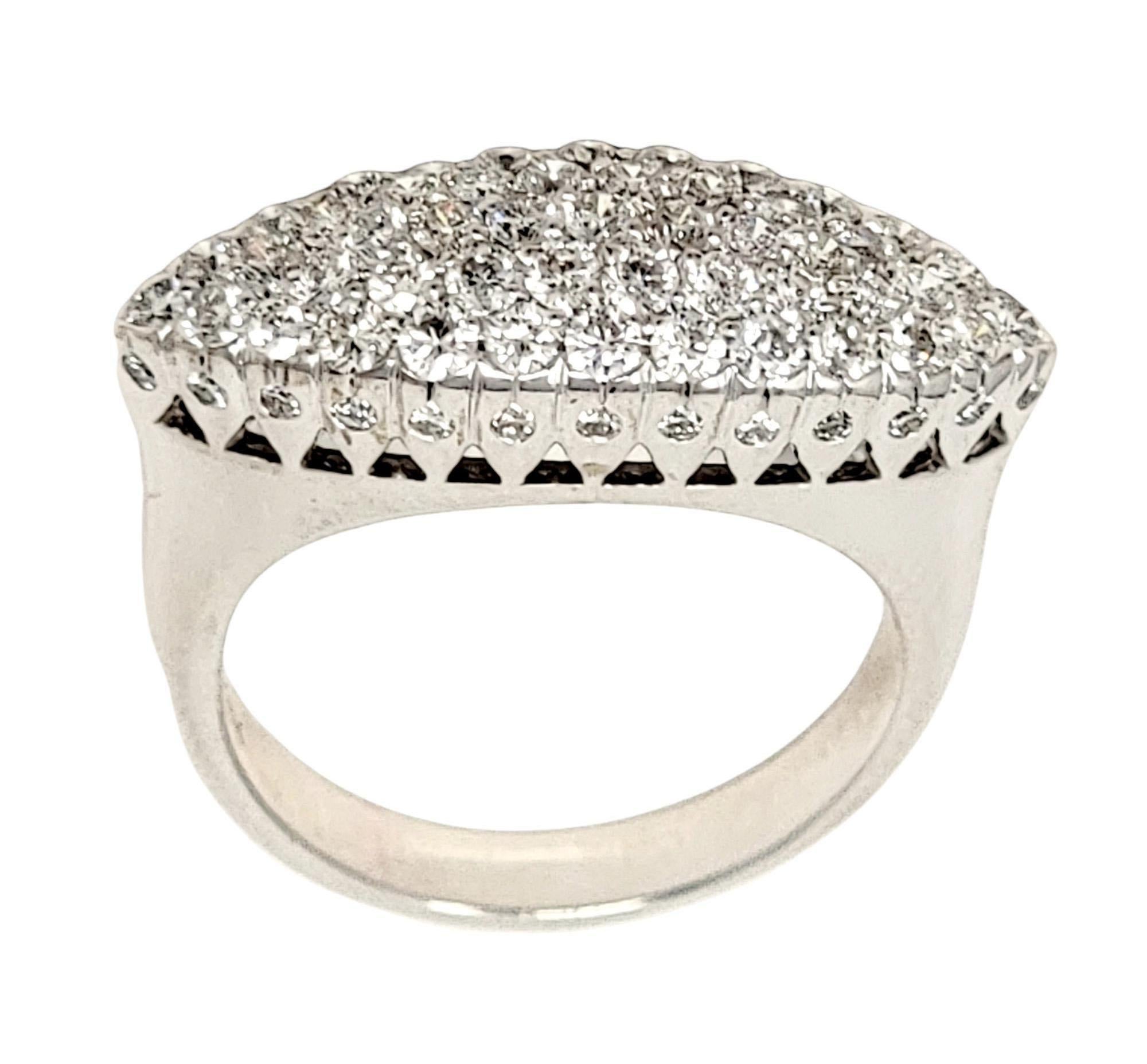 Women's 1.00 Carat Total Round Brilliant Pave Diamond Marquis Shaped Band Ring E-F / VS For Sale
