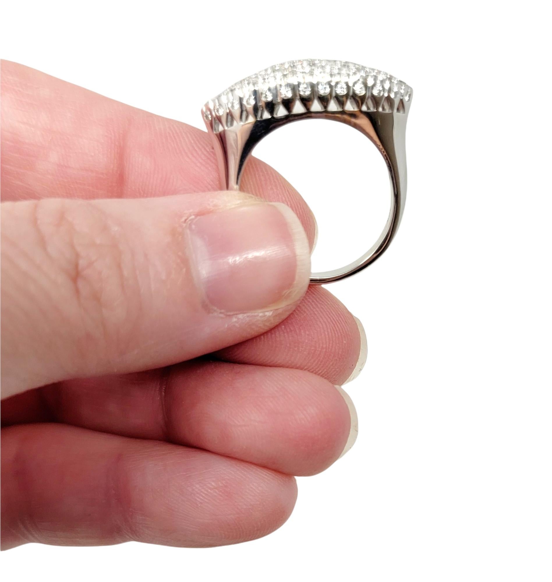 1.00 Carat Total Round Brilliant Pave Diamond Marquis Shaped Band Ring E-F / VS For Sale 2
