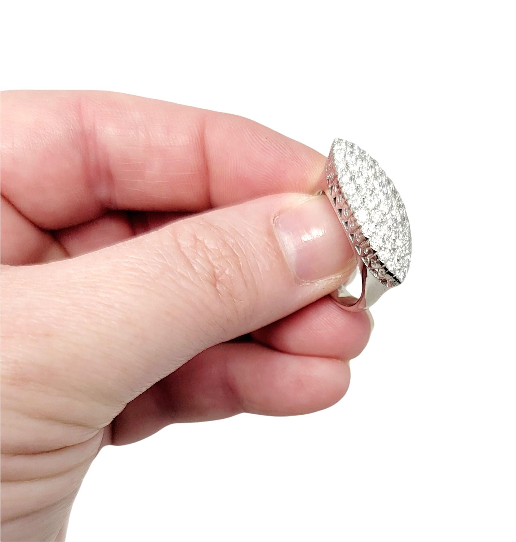 1.00 Carat Total Round Brilliant Pave Diamond Marquis Shaped Band Ring E-F / VS For Sale 3