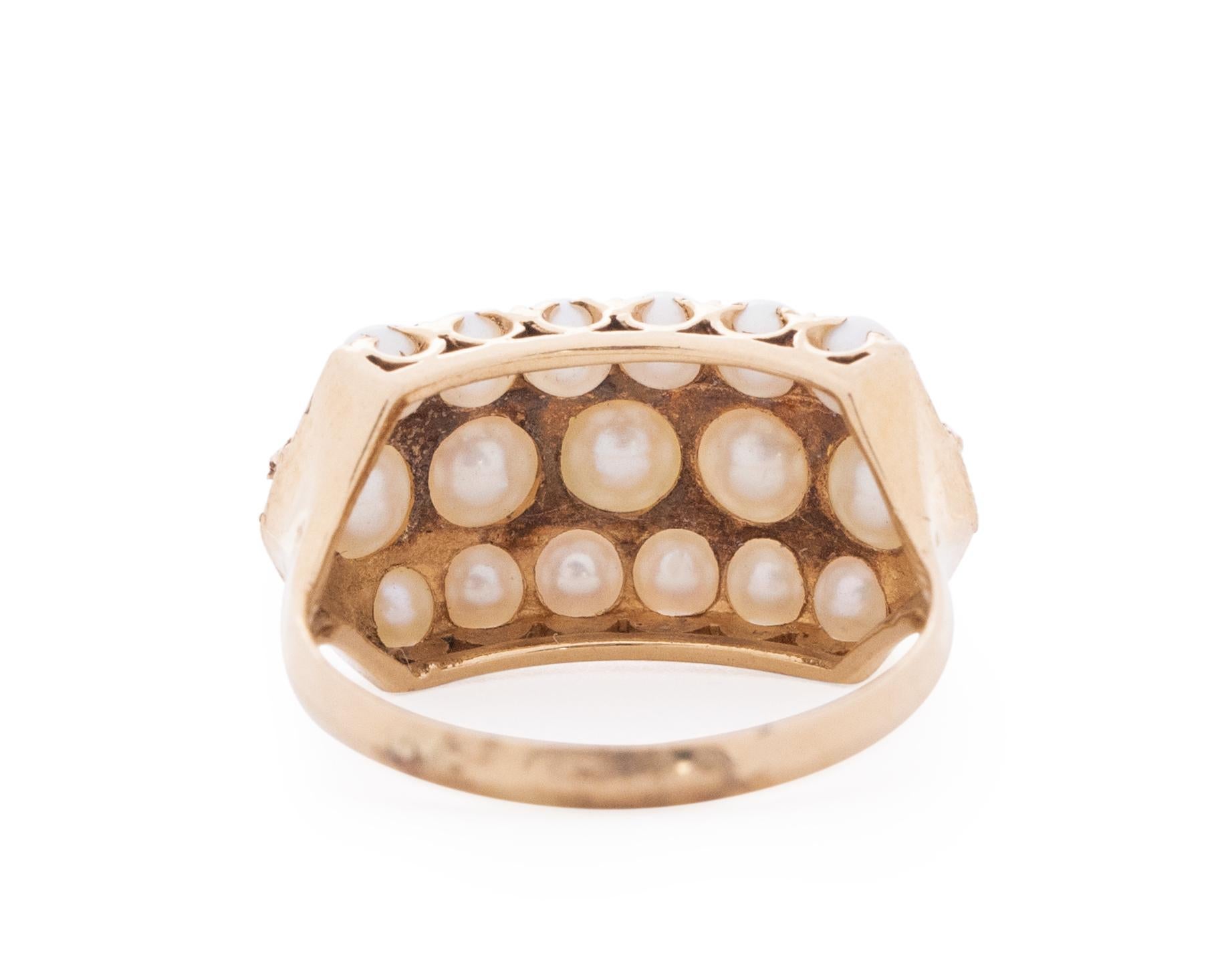1.00 Carat Total Weight Art Deco 14 Karat Yellow Gold Pearl Ring In Good Condition For Sale In Atlanta, GA