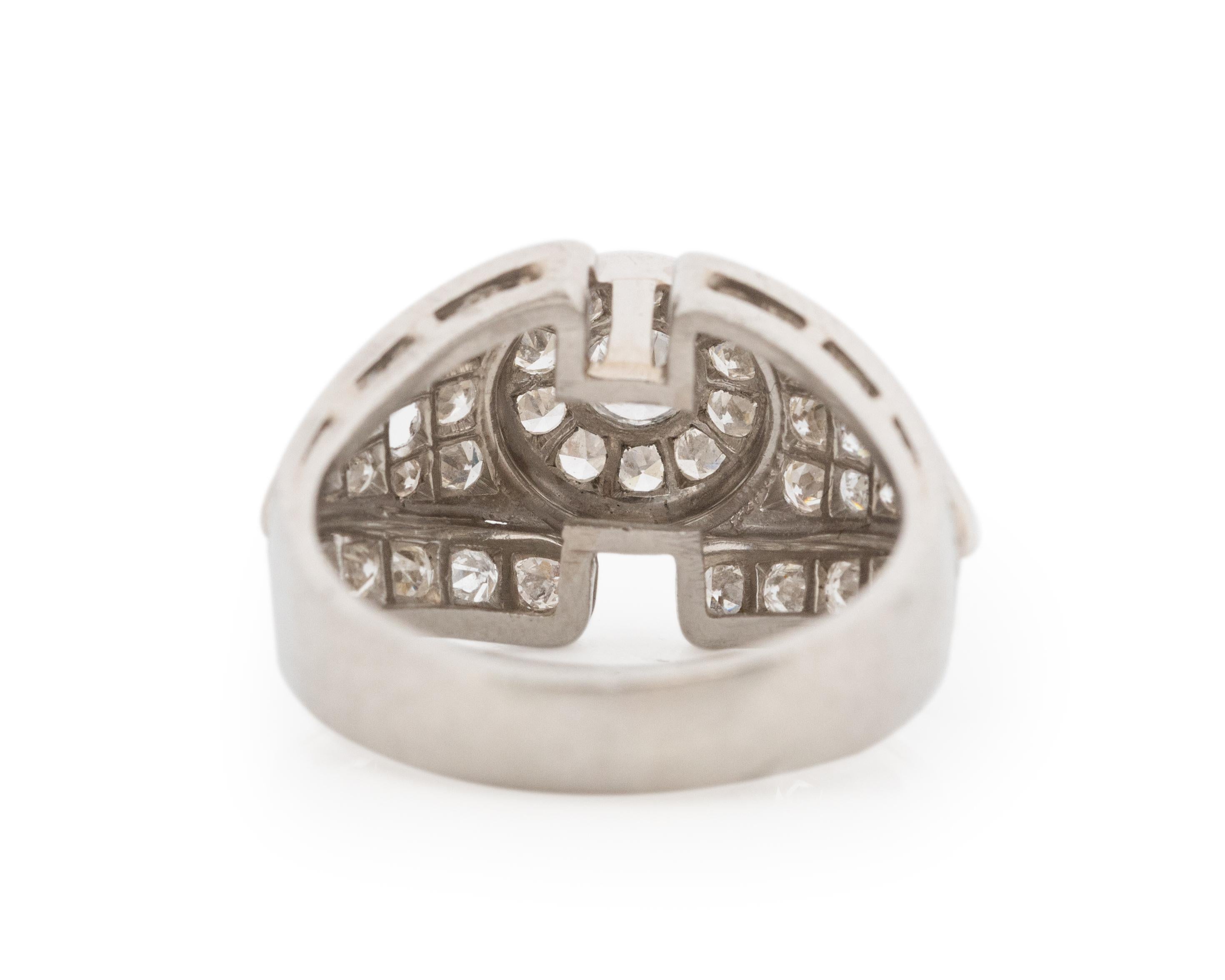 1.00 Carat Total Weight Art Deco Diamond Platinum Engagement Ring In Good Condition For Sale In Atlanta, GA