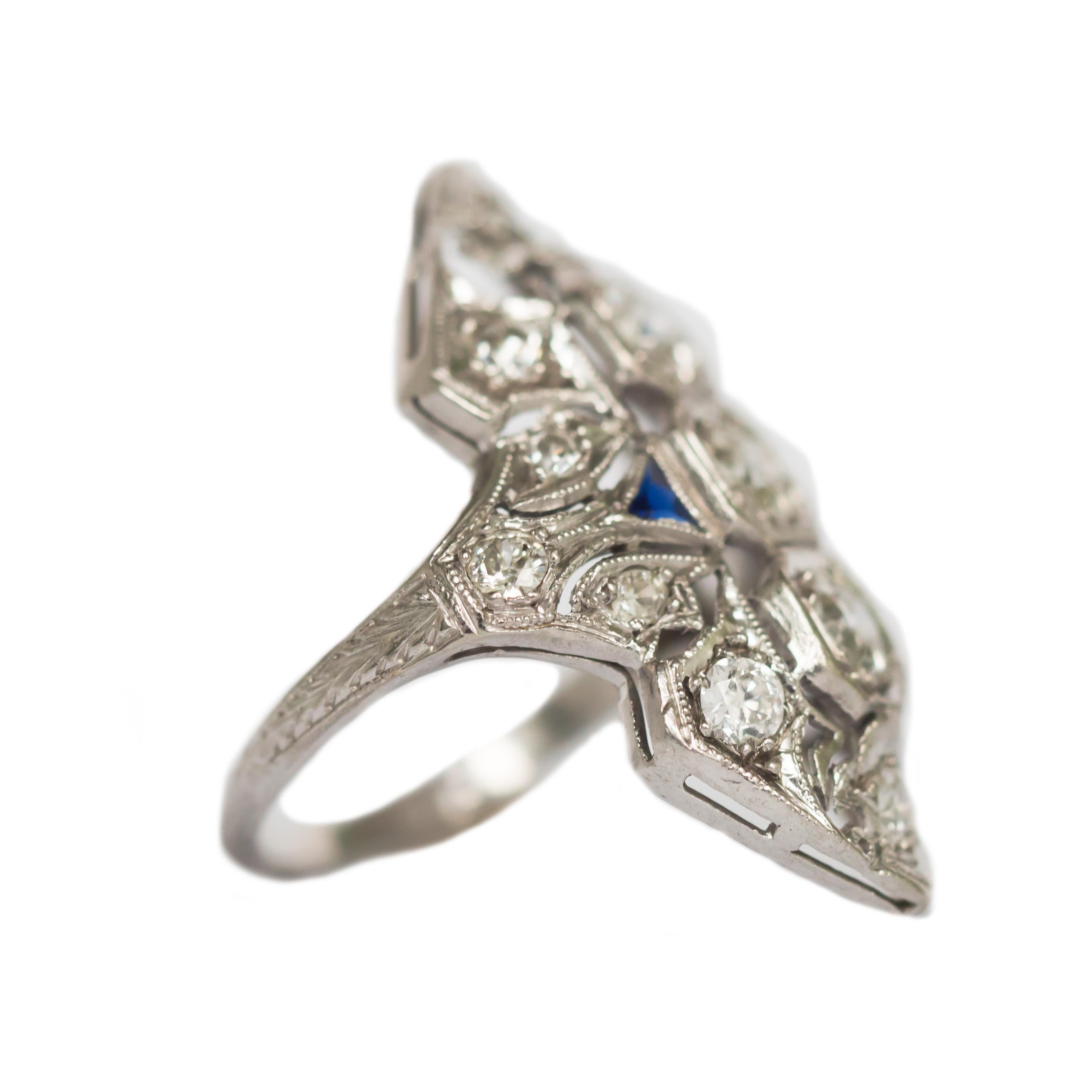 Art Deco 1.00 Carat Total Weight Diamond Platinum Cocktail Ring For Sale