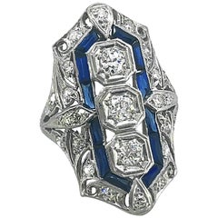 1.00 Carat Total Weight Diamond Sapphire Engagement Fashion Ring Platinum 1.00 Carat Total Weight Diamond Sapphire Engagement Fashion Ring Platinum