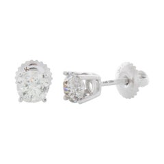1.00 Carat Total Weight Diamond Stud Earrings in 14k White Gold