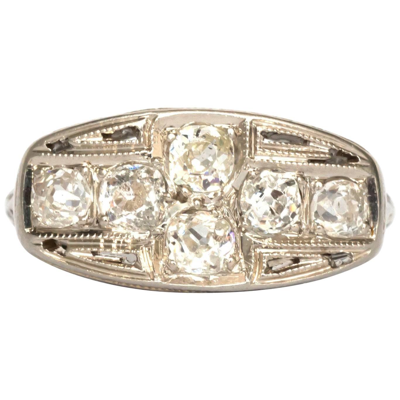 1.00 Carat Total Weight Diamond White Gold Engagement Ring