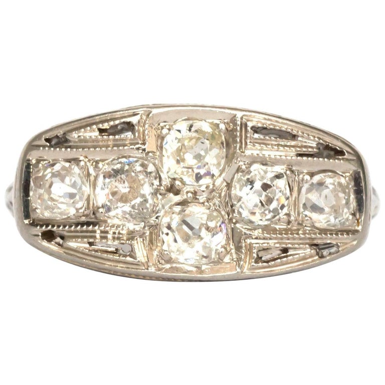 1 00 Carat Total Weight Diamond White  Gold  Engagement  Ring  