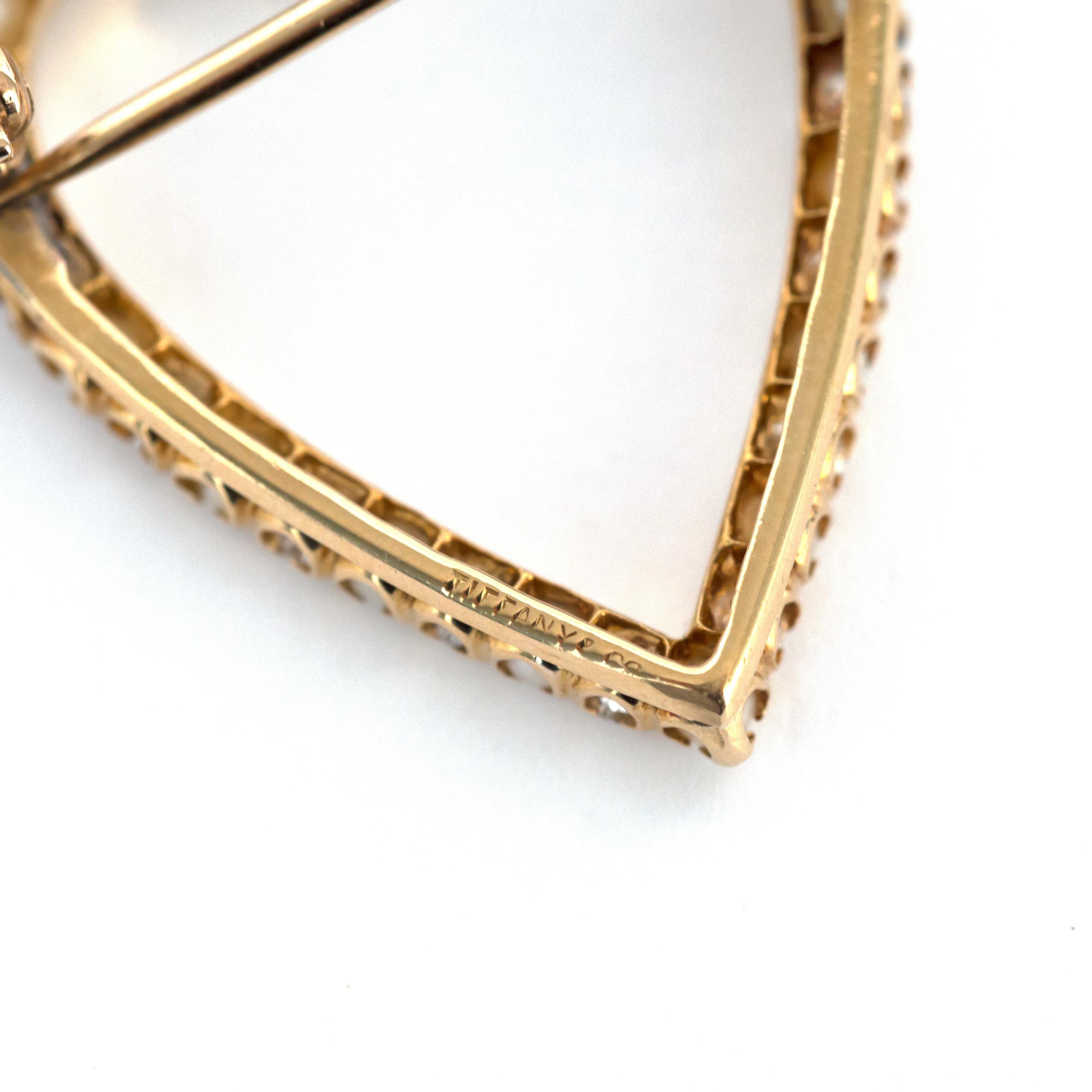 1,00 Karat Gesamtgewicht Diamant-Brosche aus Gelbgold im Zustand „Gut“ im Angebot in Atlanta, GA