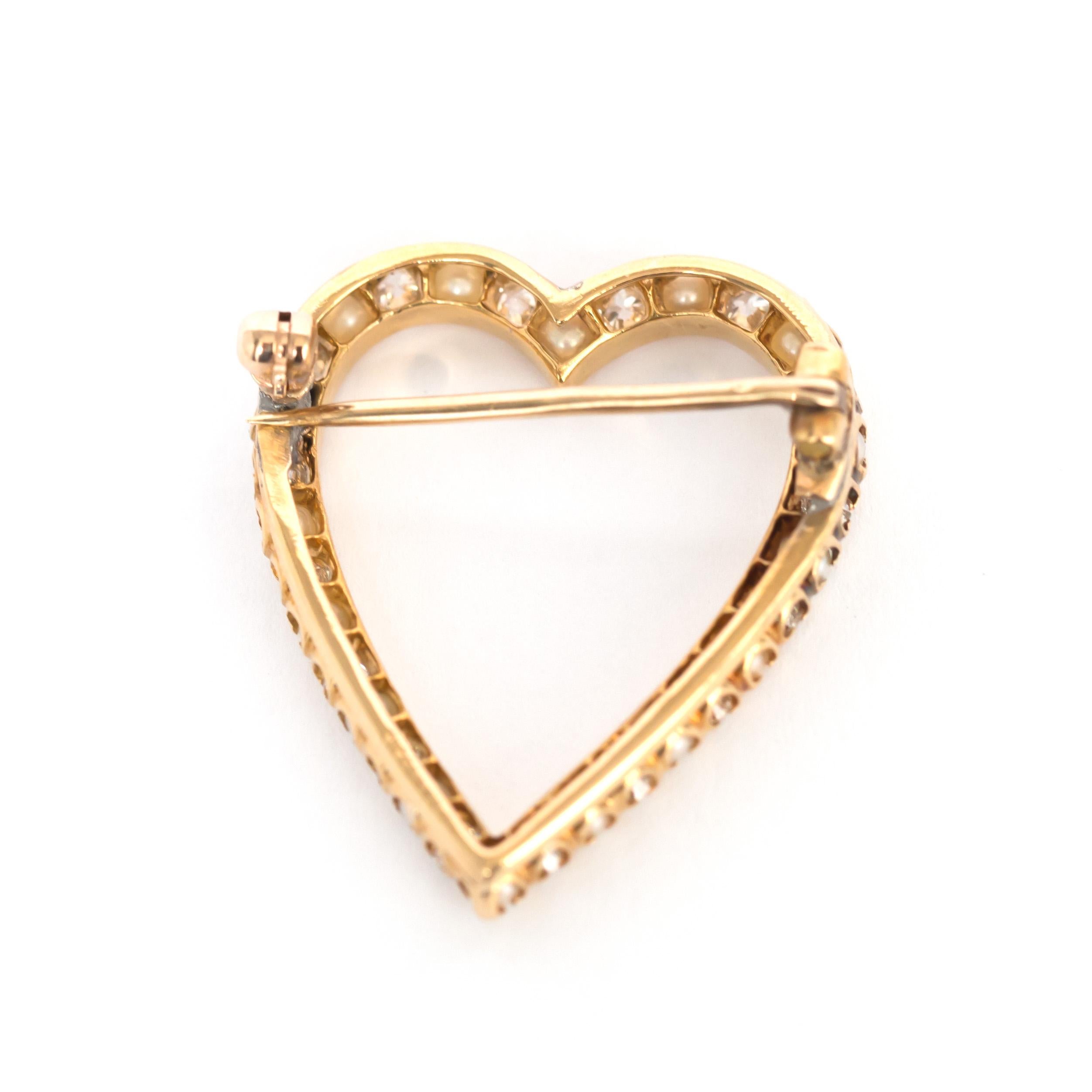 Women's or Men's 1.00 Carat Total Weight Diamond Yellow Gold Brooch For Sale