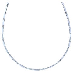 1.00 Carat Total Weight Natural Diamond 16.5" 18K Bar Necklace